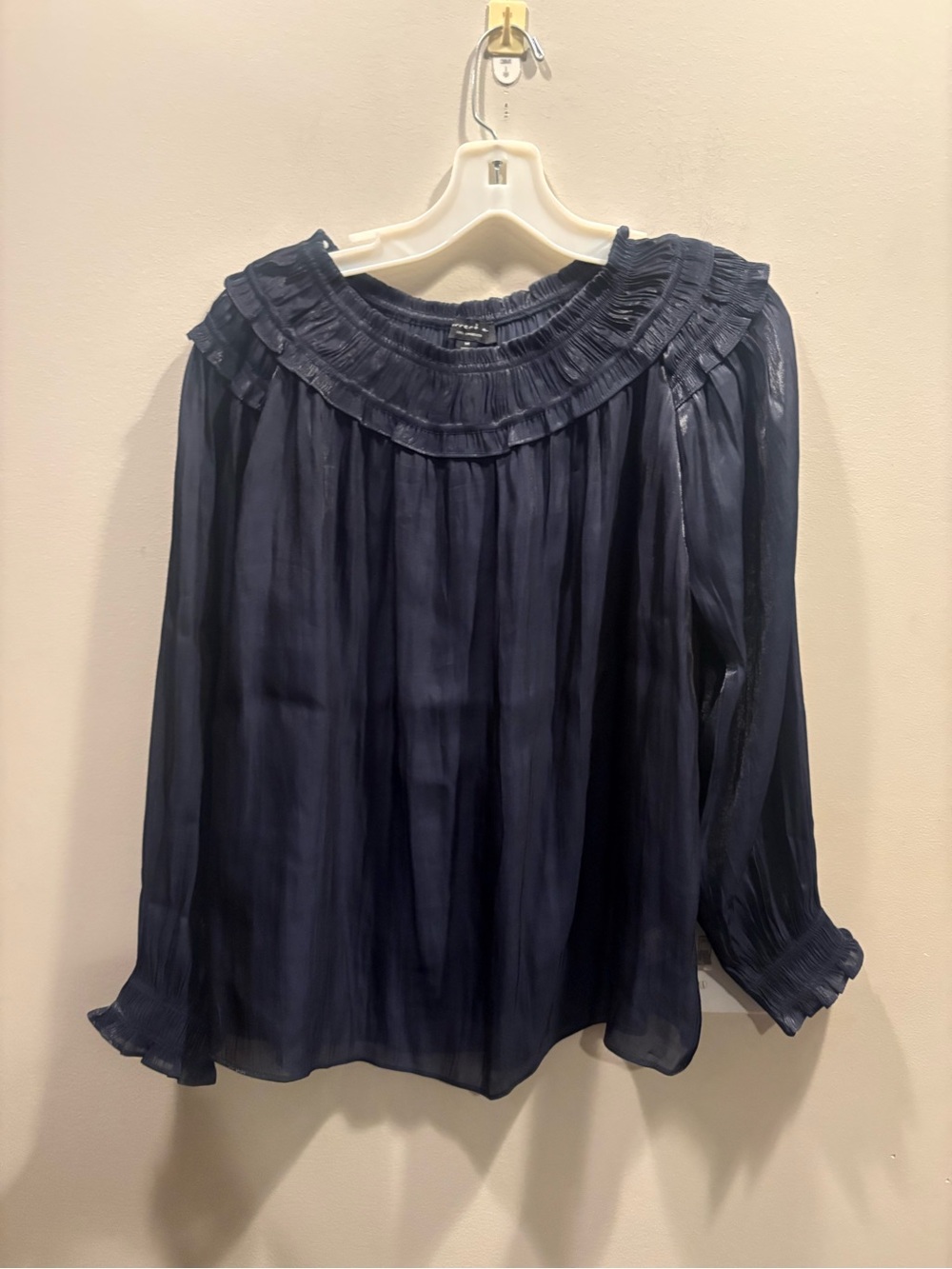 Current Air Shimmery Navy Sheer Blouse